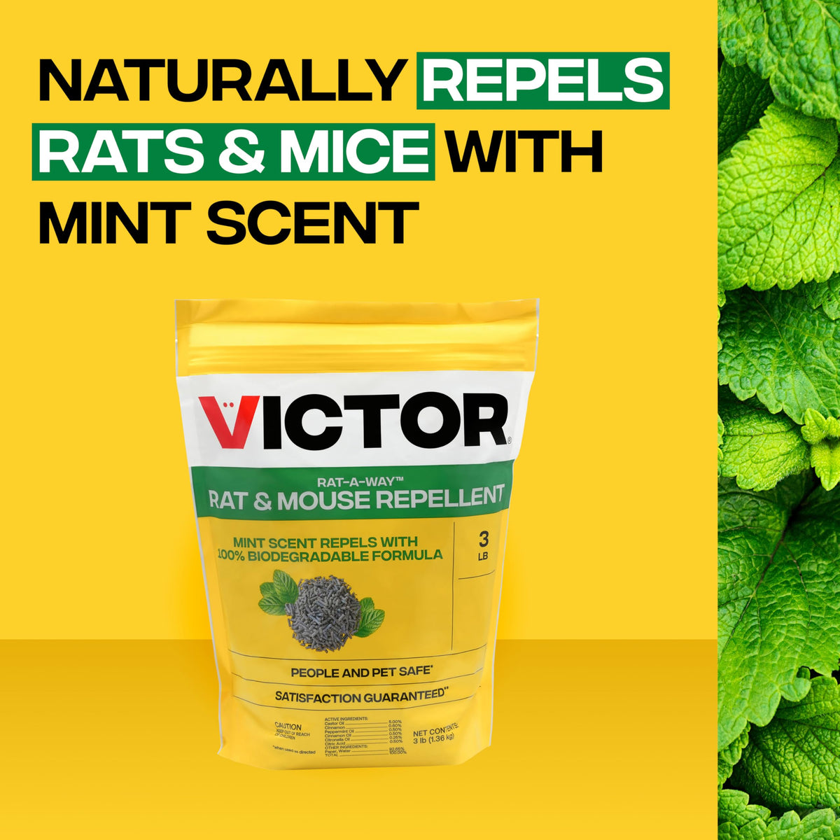 Victor Rat-A-Way biodegradable paper pellets break down naturally after use.