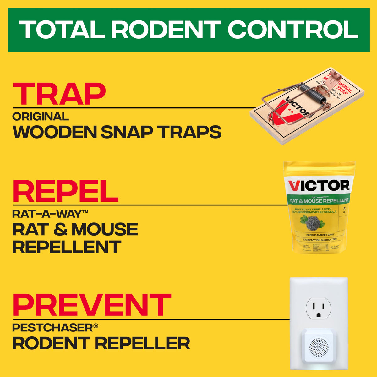 Victor Rat-A-Way non-toxic formula protects pets and family when used as directed.