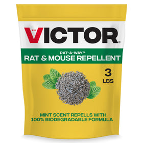Victor Rat-A-Way perimeter-band pellets deter rodents around outdoor spaces.