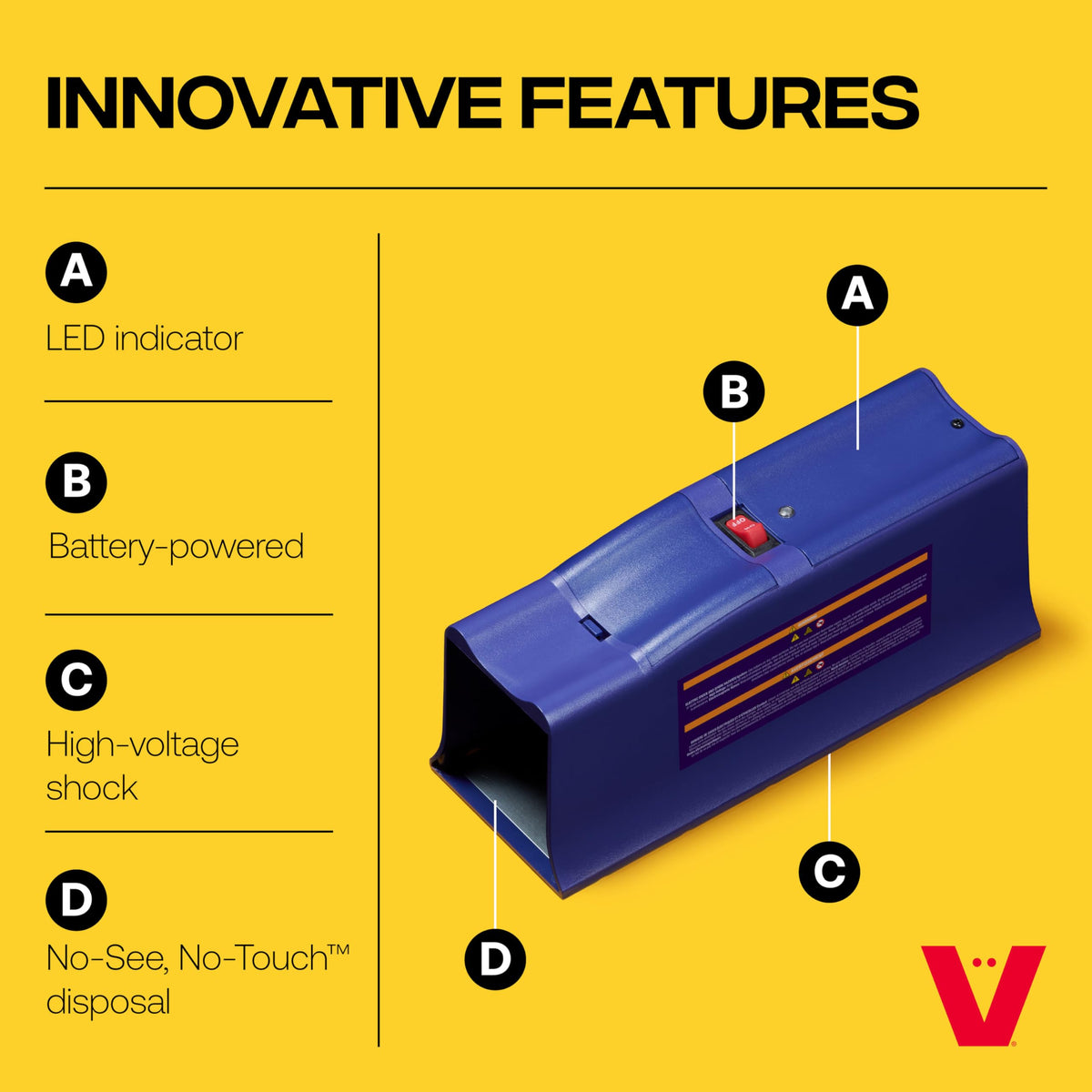 Victor Rat Zapper Classic battery compartment highlighting four AA batteries