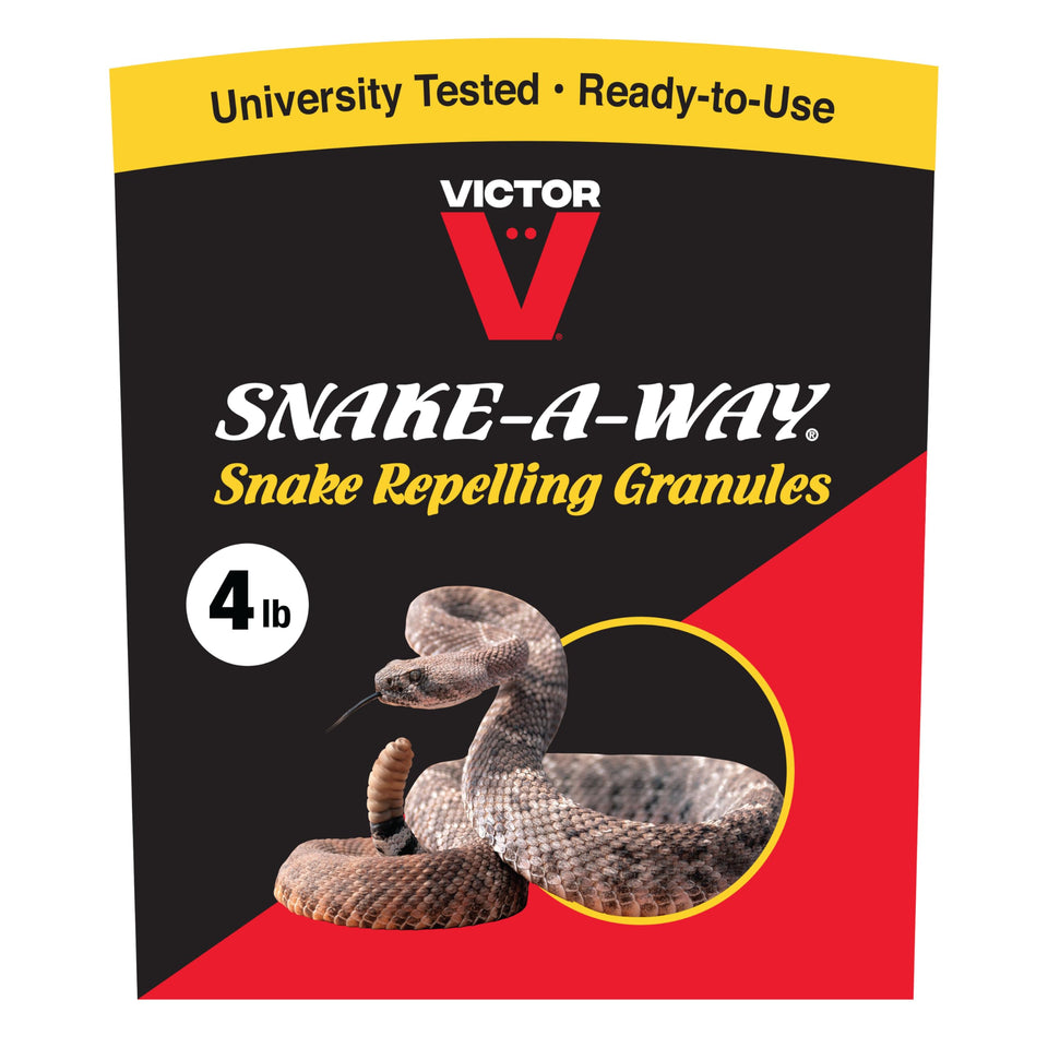 Victor Snake-A-Way granules applied along yard perimeter to deter snakes from entering.