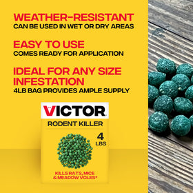 Weather-resistant Victor rodent poison maintains activity in moisture