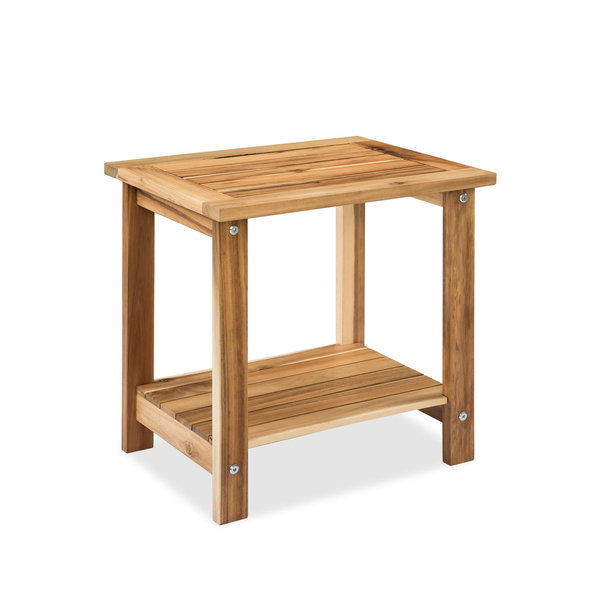 VICTORY RELAX solid acacia side table top view showing natural grain and refined finish