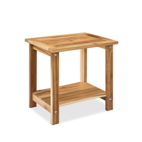 VICTORY RELAX solid acacia side table top view showing natural grain and refined finish