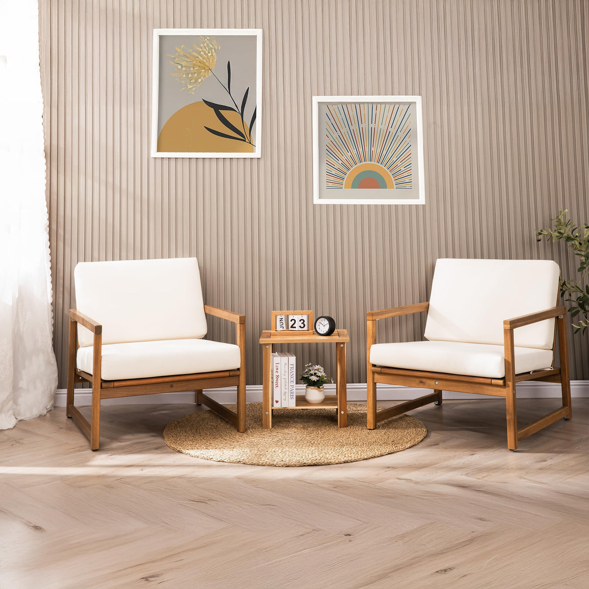 VICTORY RELAX side table two-tier storage highlighting ample space for drinks and books