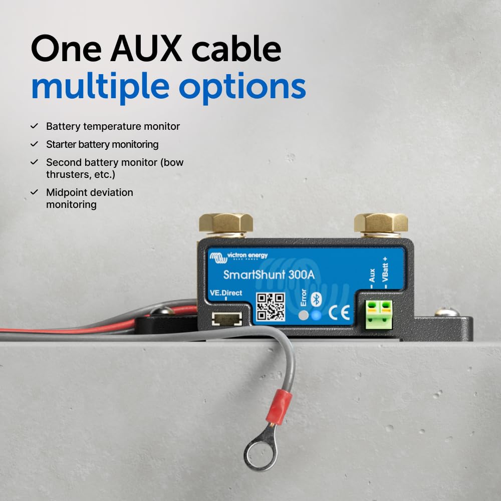 Victron Smart Shunt auxiliary connections enable second monitor or temperature sensor