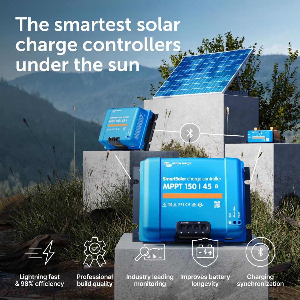 Victron Energy SmartSolar Bluetooth app dashboard enabling real-time system monitoring.