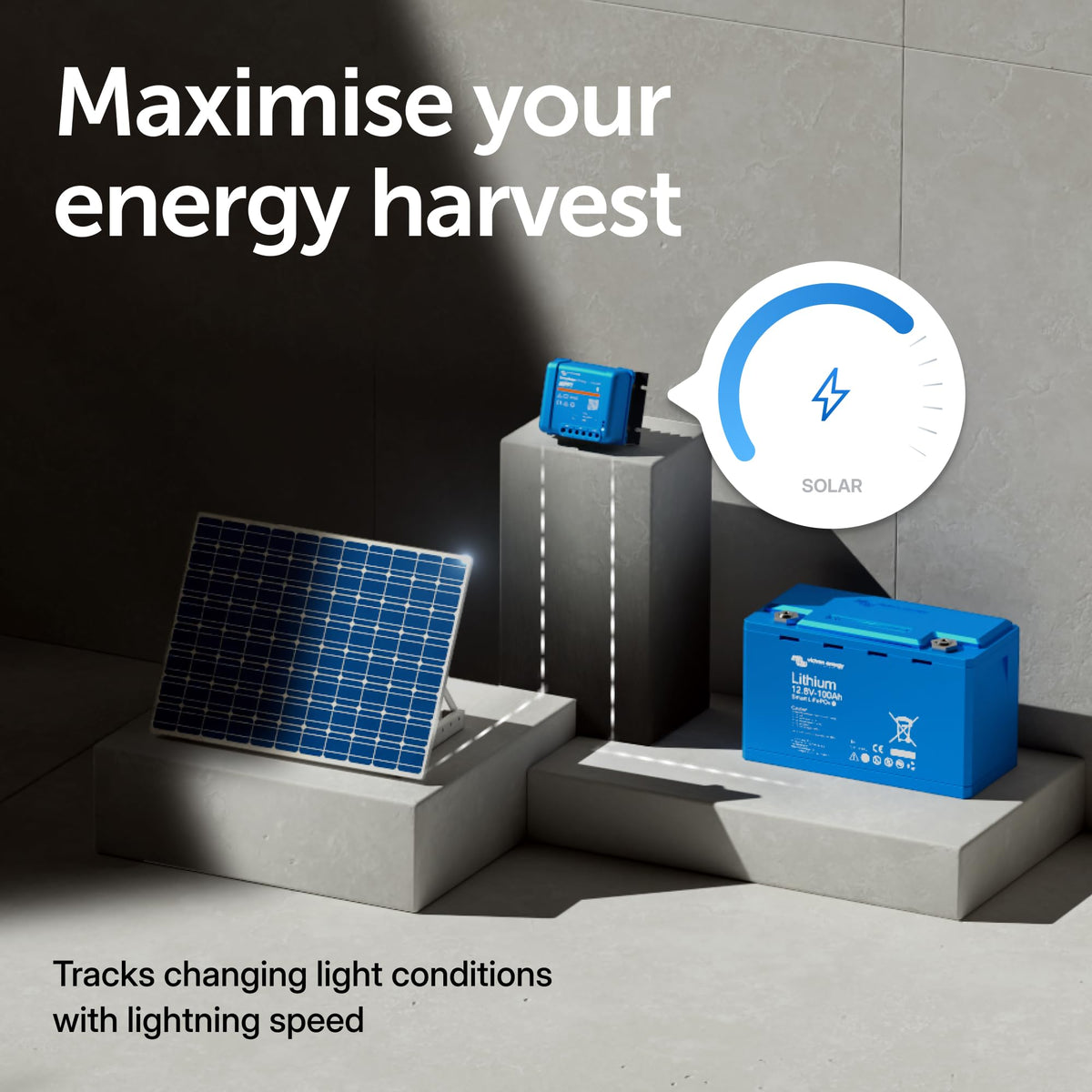 Victron Energy SmartSolar MPPT controller mounted outdoors for reliable charging