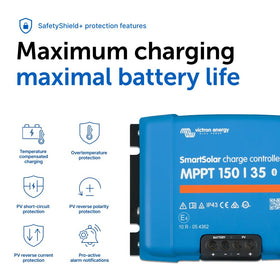 Victron Energy SmartSolar MPPT load output connection enabling safe auto-disconnect.