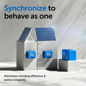 Victron Energy SmartSolar MPPT synchronized charging for multi-unit energy optimization.