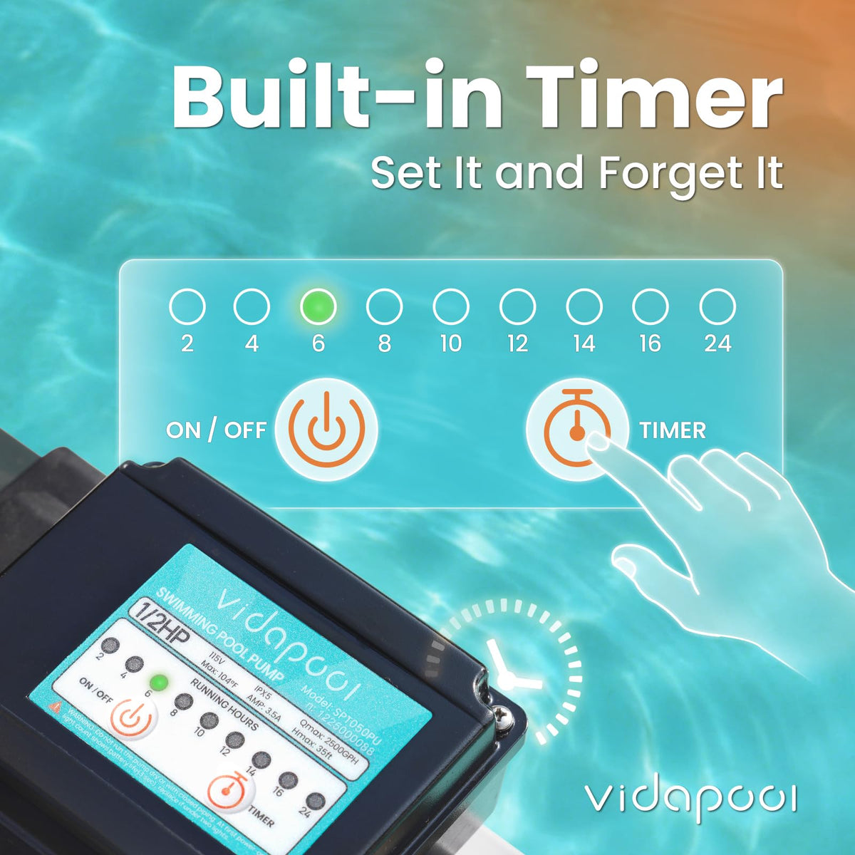 Vidapool backwash function enables easy debris removal and clarity.