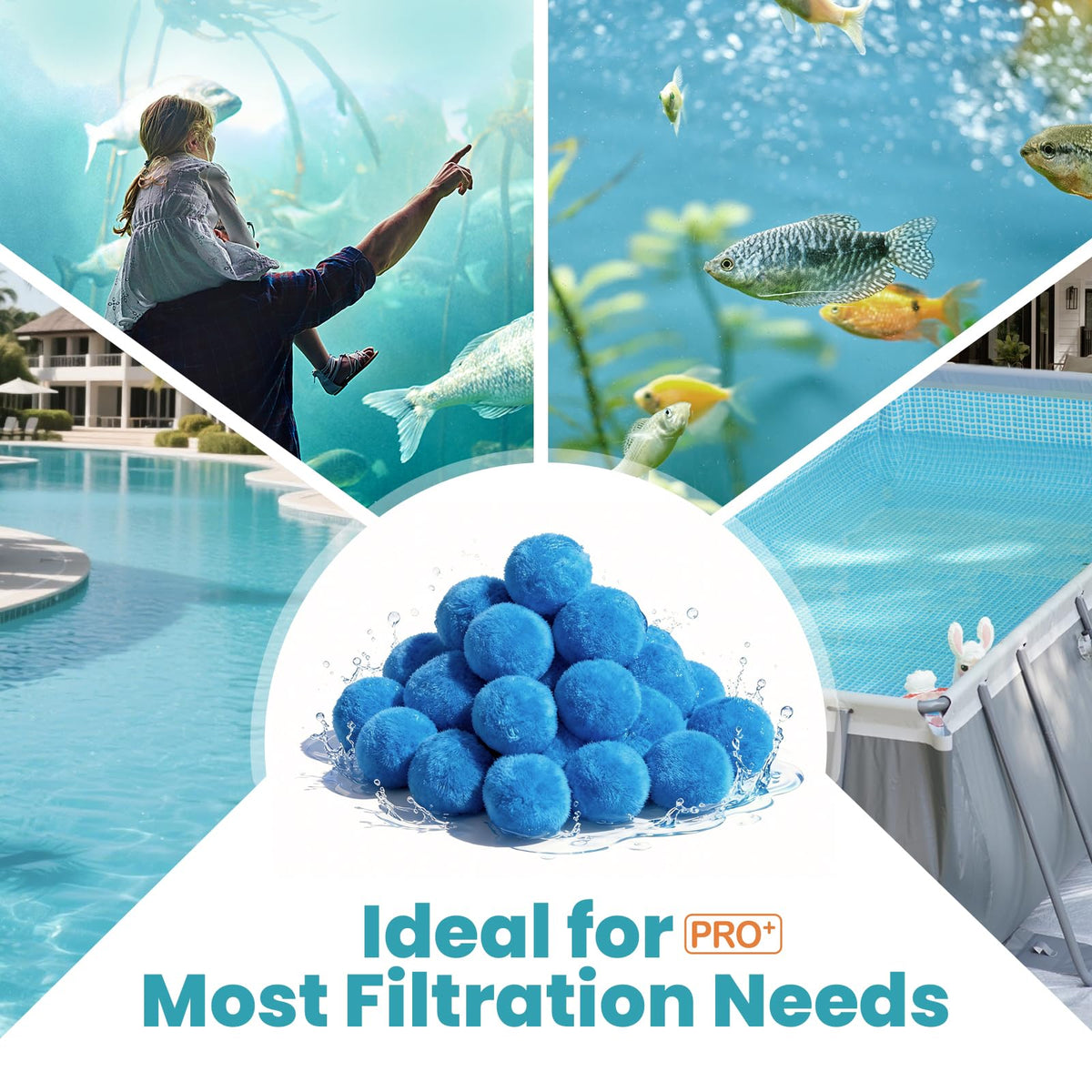 Vidapool multipurpose filter balls fit pools and aquariums with ease