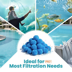 Vidapool multipurpose filter balls suitable for pools, aquariums, and tanks