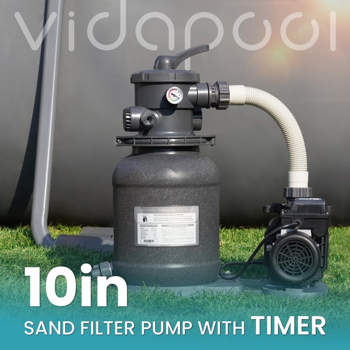 Vidapool pool pump timer display lets you schedule automated filtration.