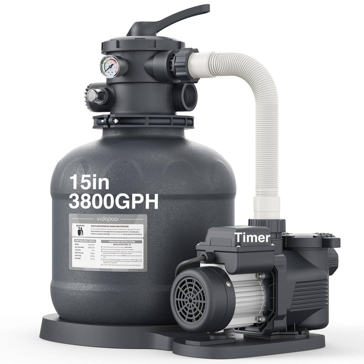 Vidapool sand filter pump body for above-ground pools, durable and efficient filtration