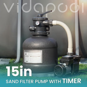 Vidapool six-way valve close-up showing versatile pool maintenance options