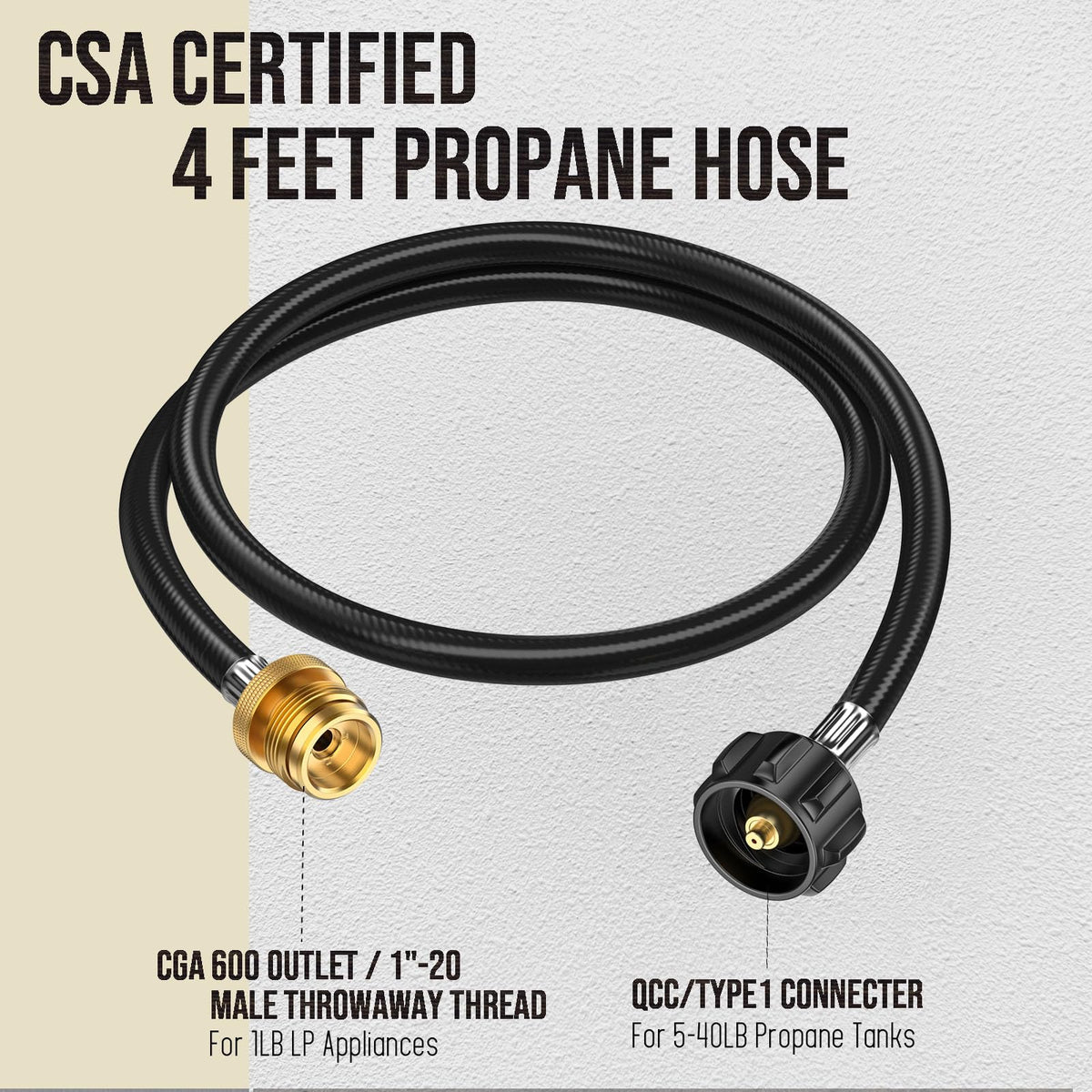 VIEAUBE QCC1 Type1 adapter showing leak-proof brass connection for safe outdoor use