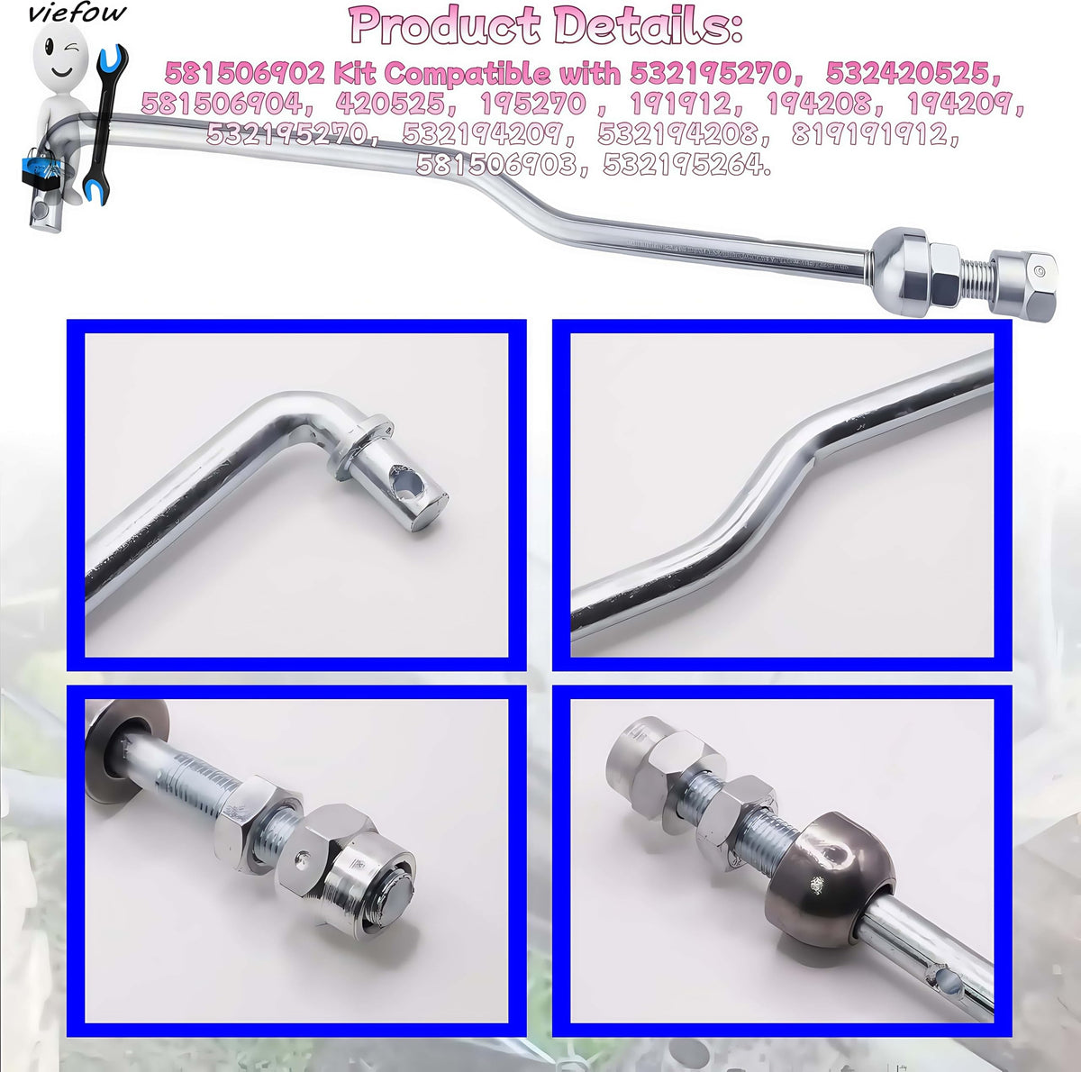 Viefow washer 191912 included for reliable assembly and smoother operation