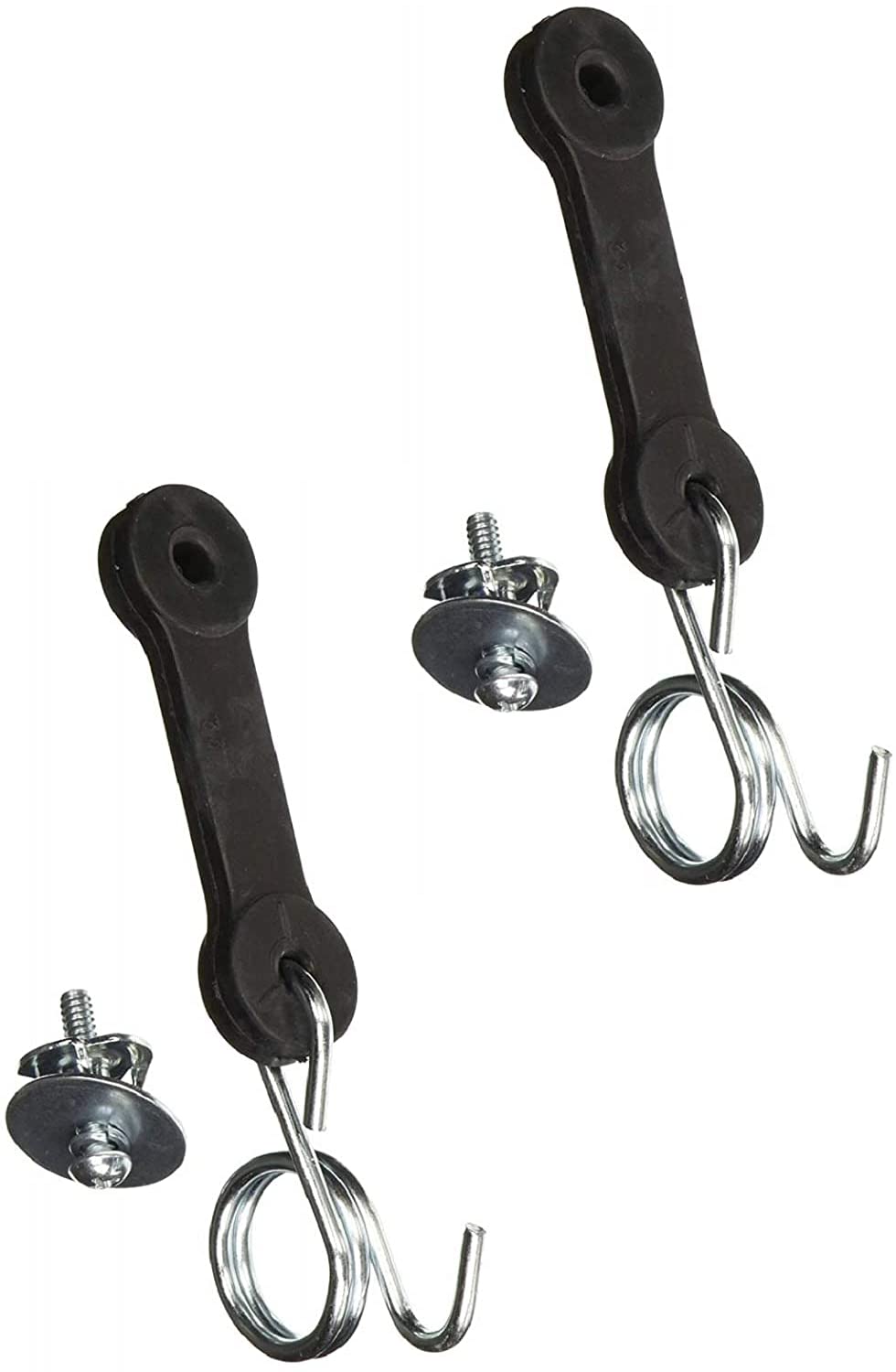 Viefow bagger chute with hook latch straps on Husqvarna for effortless bag removal