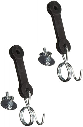 Viefow bagger chute with hook latch straps on Husqvarna for effortless bag removal