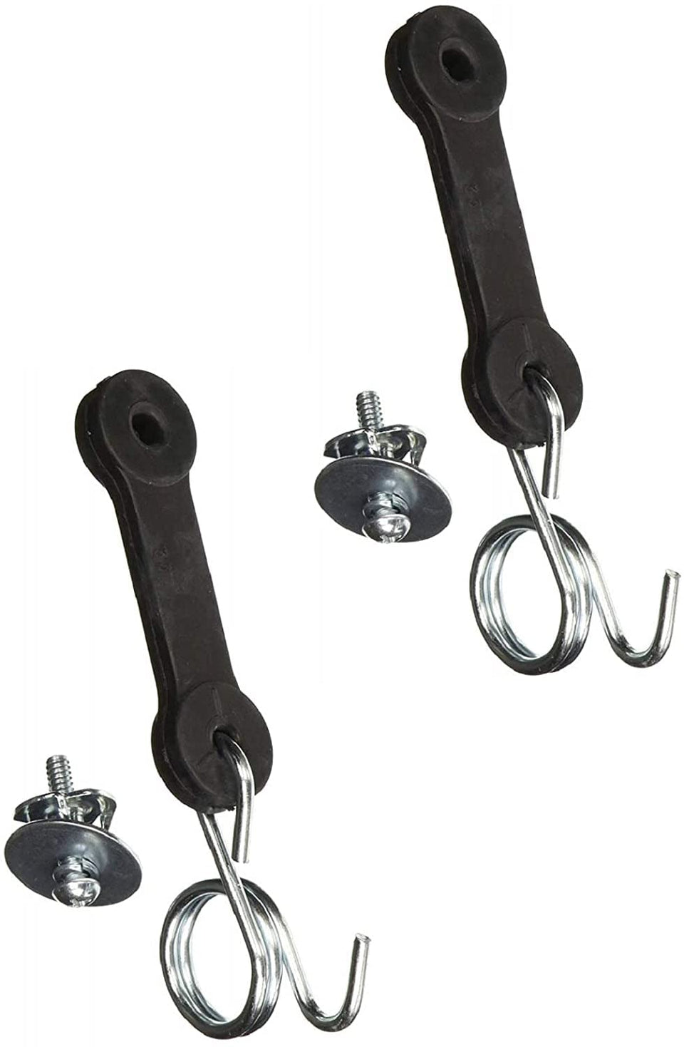 Viefow bagger chute with hook latch straps on Husqvarna for effortless bag removal