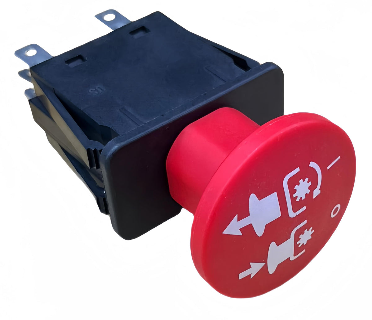 Viefow PTO switch close-up showing five terminals and durable, corrosion-resistant construction for mower use.