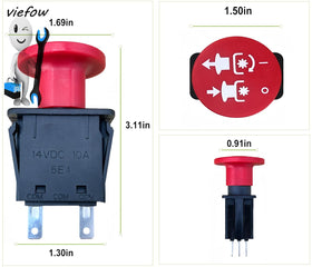 Viefow PTO switch wide model compatibility indicates broad mower fit and flexibility.