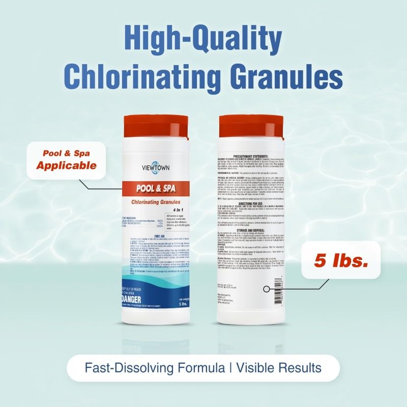 VIEWTOWN pool spa sanitizer bottle shown for algae control and clear water.