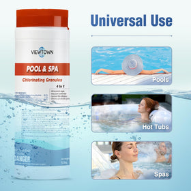VIEWTOWN safe-for-all-pool-surfaces formula preserves vinyl, plaster, fiberglass, and tile.