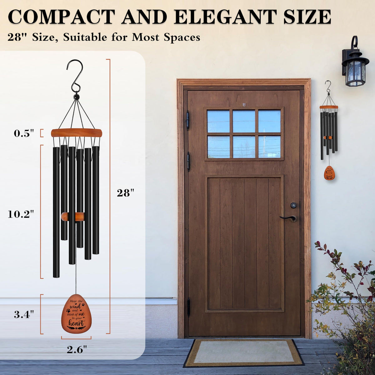 Vifoew 28-inch wind chime ideal for trees or garden memorial spaces.