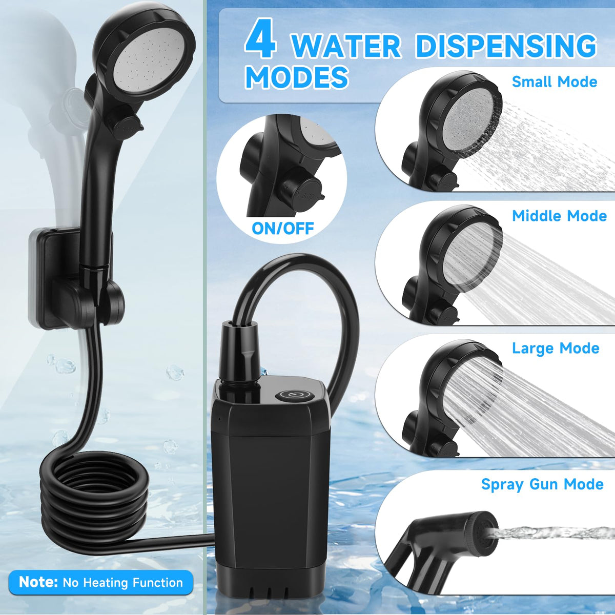 Vignuto portable shower with LED temperature display for quick warmth awareness