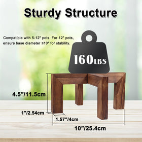 Vigordream walnut plant stand top view with pot compatibility