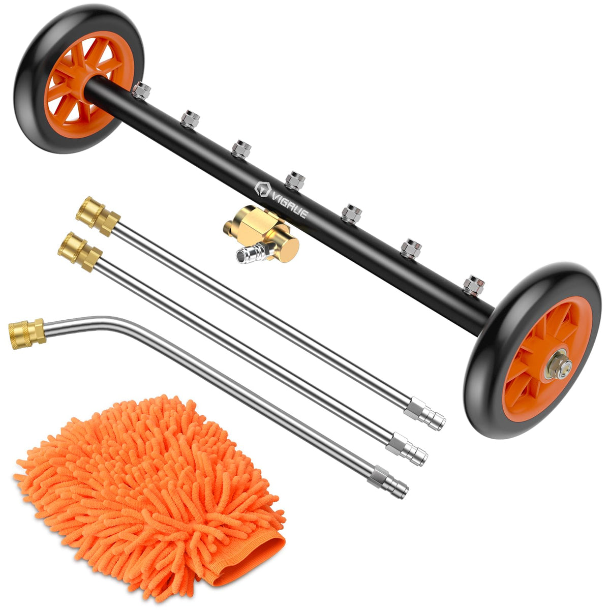 VIGRUE 24-inch undercarriage water broom cleans wide areas under vehicles efficiently.