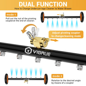 VIGRUE rotatable coupler allows easy angle adjustment for targeted cleaning.