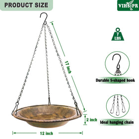 VIHSIPR bird feeder bowl in antique copper finish attracting garden birds