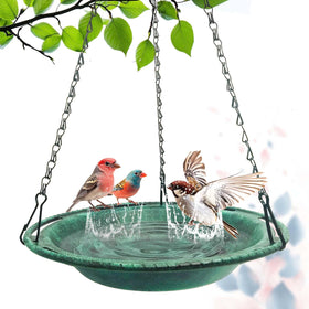 VIHSIPR hanging bird bath with chains, ideal for backyard birdwatching