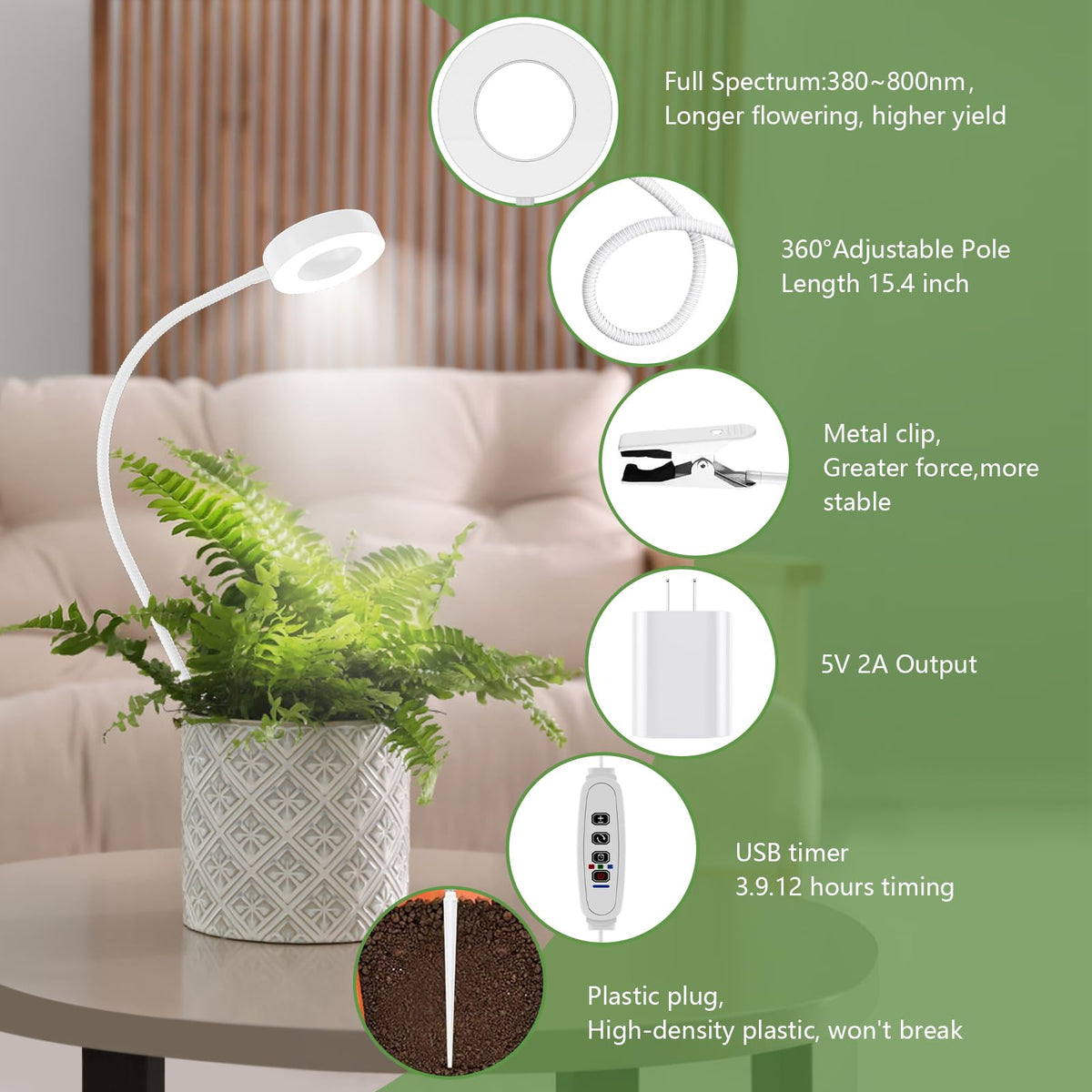 VIIVUU timer options 3 9 12 hours for automated lighting