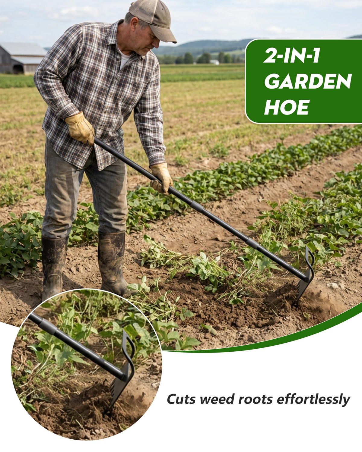 Vikarler garden hoe 60-inch adjustable handle helps you work upright with less strain.