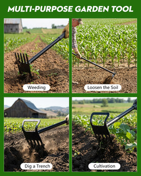 Vikarler garden hoe compact storage fits in a tool shed or cart.