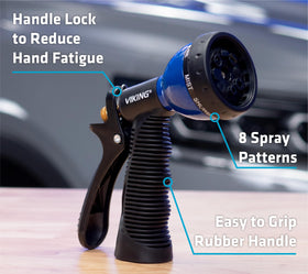 Heavy-duty VIKING hose nozzle designed for demanding outdoor tasks