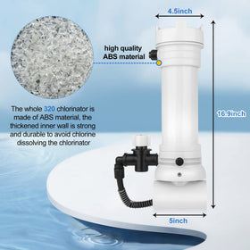 VIKUA 320 chlorinator top vent plug facilitates safe gas release