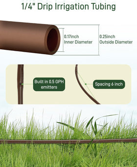 Vikua built-in 0.5 GPH emitter dripline for precise, low-flow irrigation.