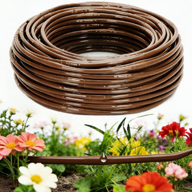 Vikua quarter-inch drip tubing with six-inch emitters for even root irrigation.