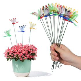 VILLCASE dragonfly stake red 12in adds vibrant motion to garden plants