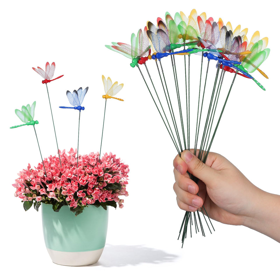 VILLCASE dragonfly stake red 12in adds vibrant motion to garden plants
