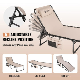 VILLEY Oversized Chaise Lounge folded compact for easy transport and storage.
