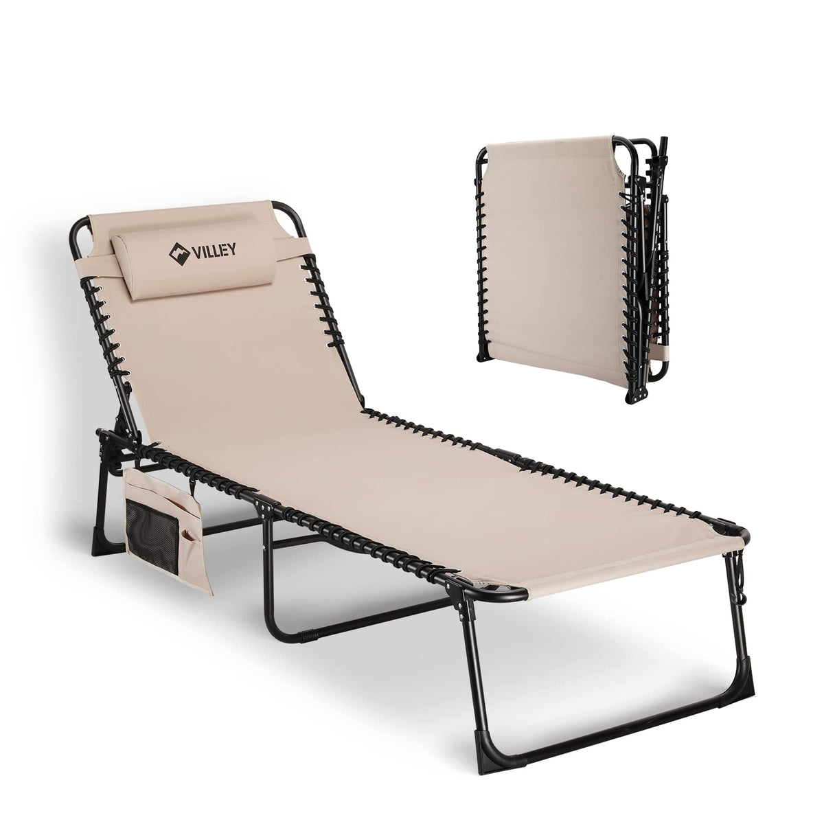 VILLEY Oversized Chaise Lounge front view shows sturdy outdoor comfort and durability.