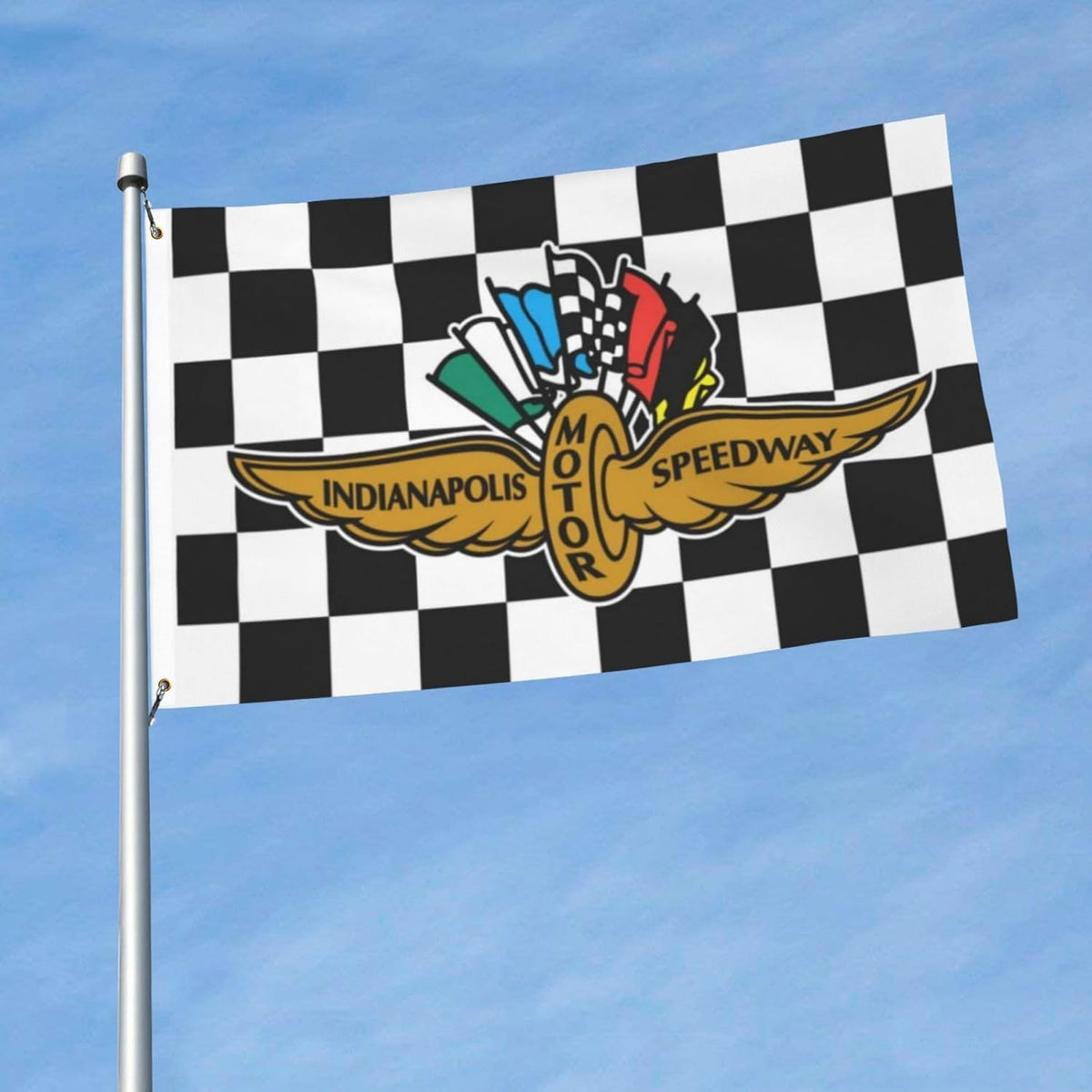 VIMITEAMER Indy 500 flag 3x5 for dorm walls and outdoor spaces, durable polyester.