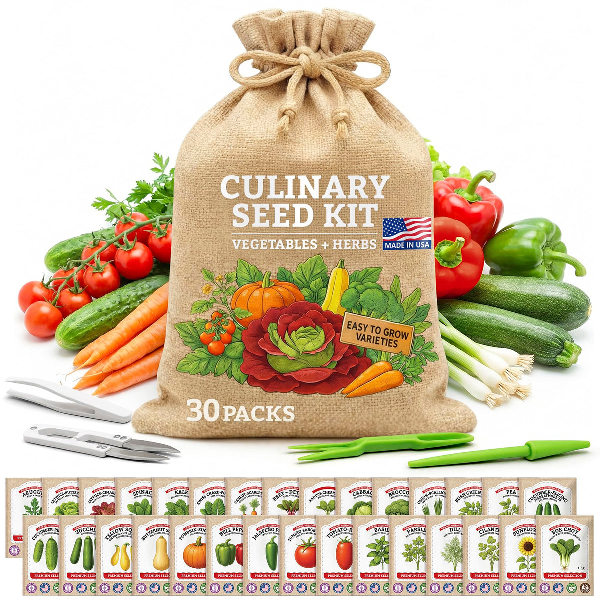 Vimtoba culinary seed pack with heirloom varieties ready for planting.