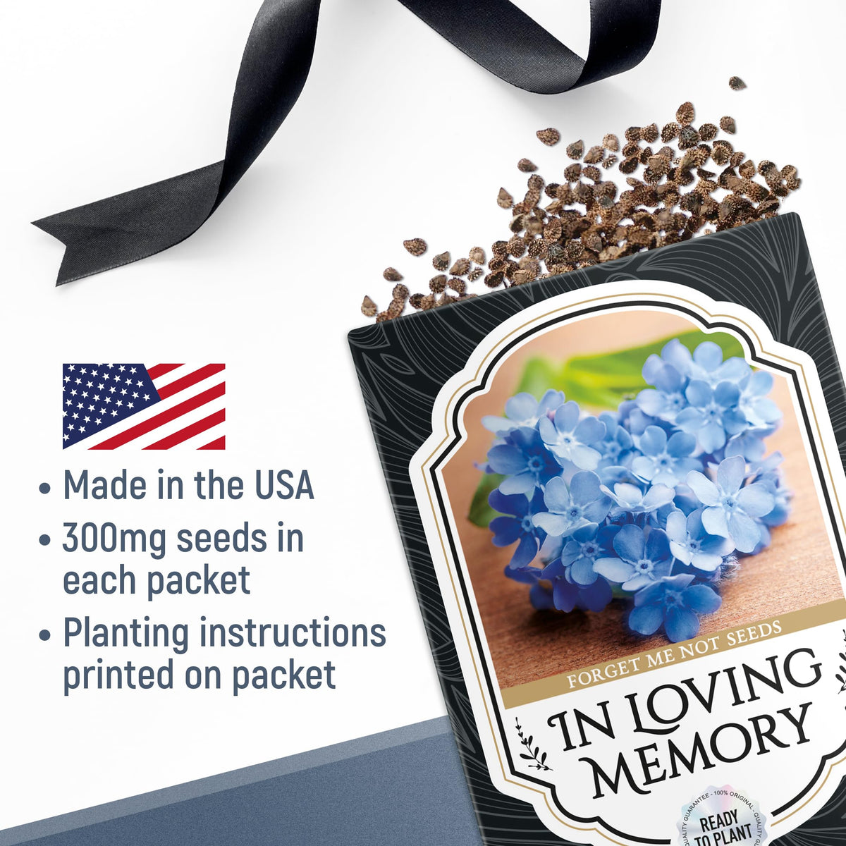 Back poem on Vimtoba seed packet with comforting message for attendees